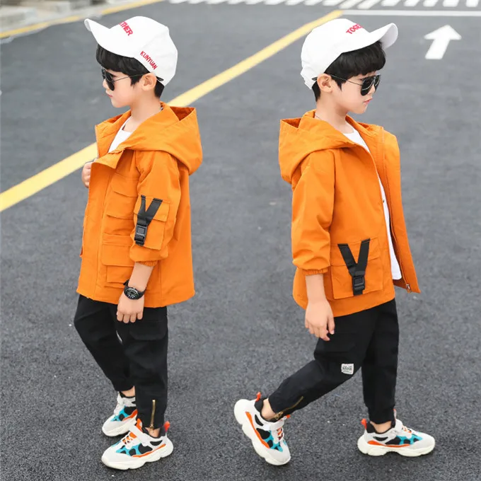 Одежда для маленьких мальчиков От 4 до 13 лет куртка для мальчиков Весенняя верхняя одежда для мальчиков, детские пальто с капюшоном модная ветровка для мальчиков - Цвет: as picture
