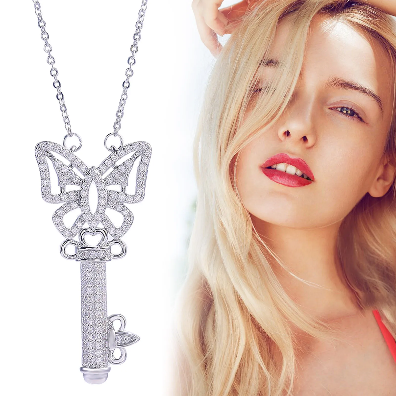 

Ожерелье в форме бабочки, подвески для ключей, ожерелья для женщин, цепочки до ключиц, ювелирные изделия на годовщину вечерние ний подарок, ж...