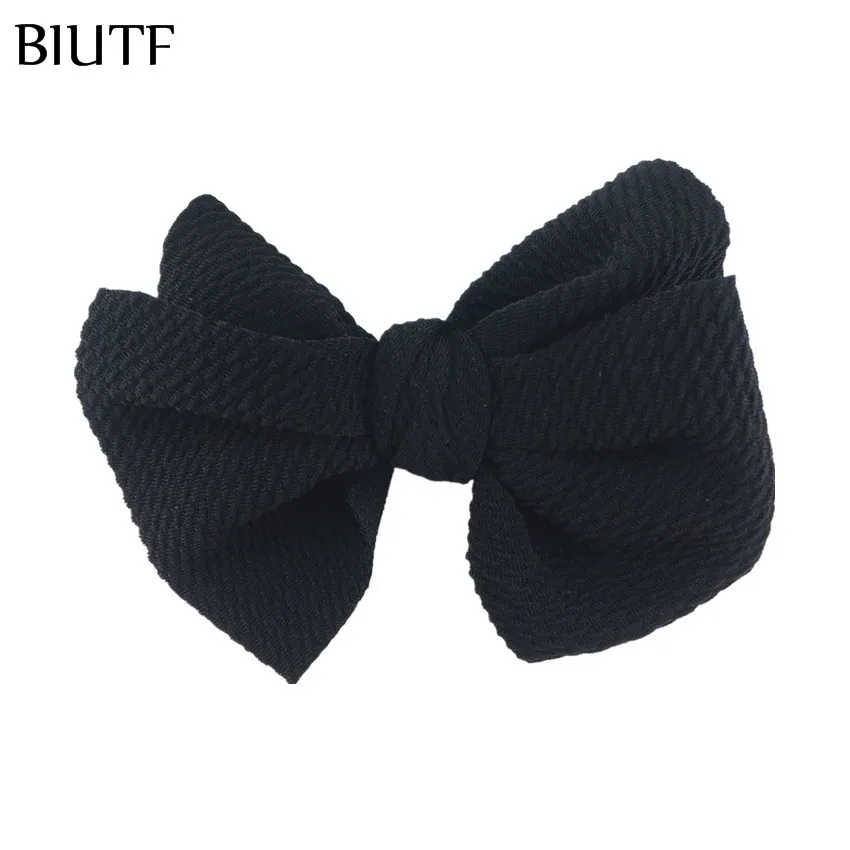 1-black 5 шт./лот 4,5 ''в крепированную полоску вафельный бант для волос с/без зажима для детей повязка на голову ткань Barerres заколки для волос" сделай сам "для девочек Головные уборы HDJ157 - Цвет: 1-black
