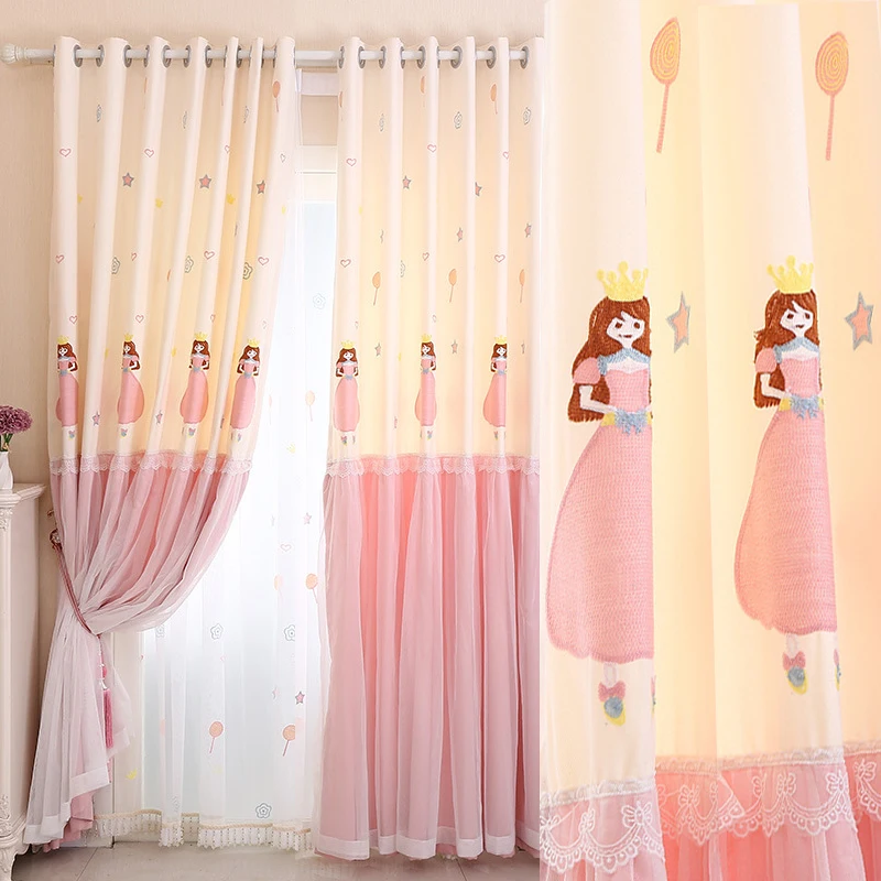 Новая популярная европейская мультяшная занавеска для детской спальни розового