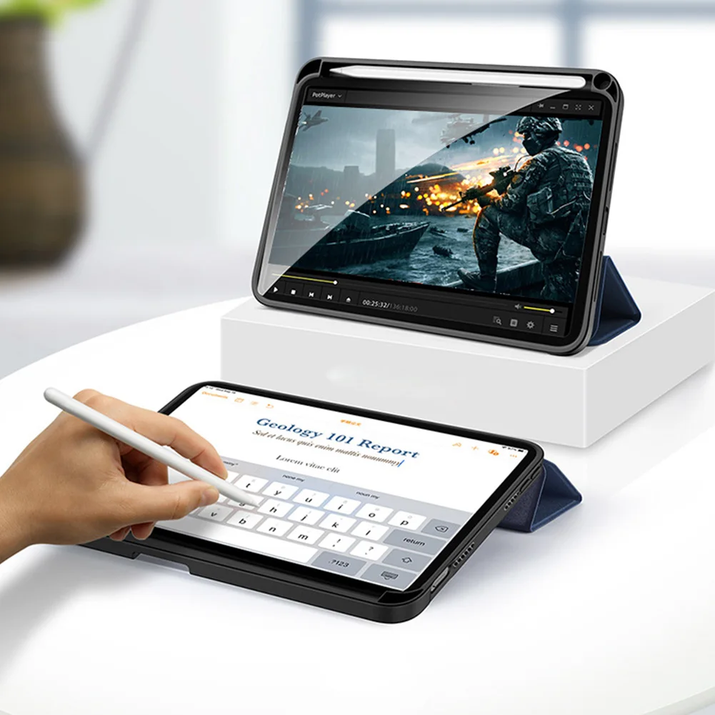 

Shockproof Magnetic Protective Tablet Dual-Purpose Bracket Folding Stand Cover for iPad Mini 6 Support Smart Wake-Up Sleep