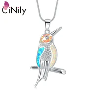 cinily pink white blue fire opal cute bird 925 sterling silver pendants for party women fine jewelry pendant sp001