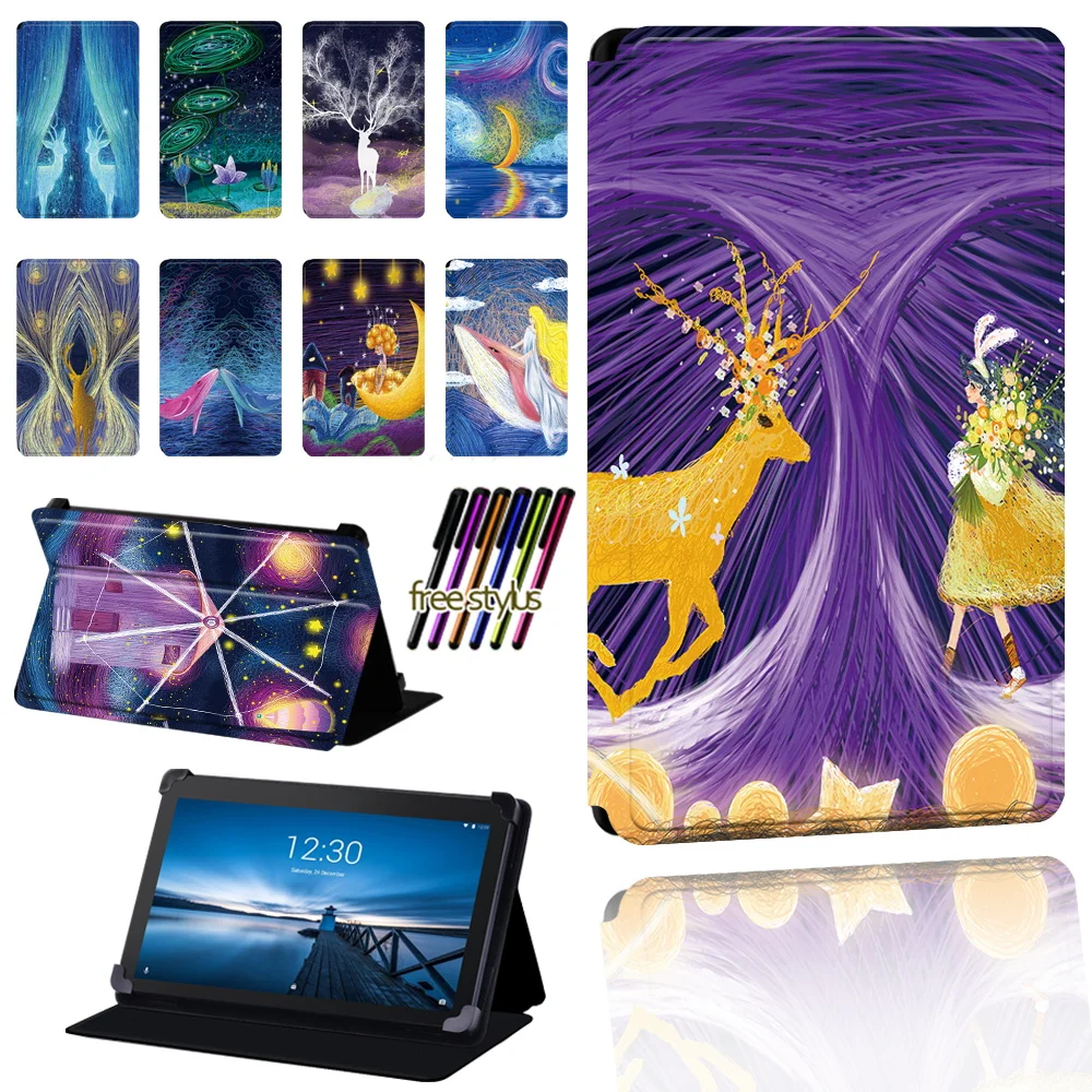 

Tablet Case for Lenovo Tab E7/E8/E10 , Tablet Leather Paint Pattern Anti-fall Folio Lightweight Protective Case + Pen
