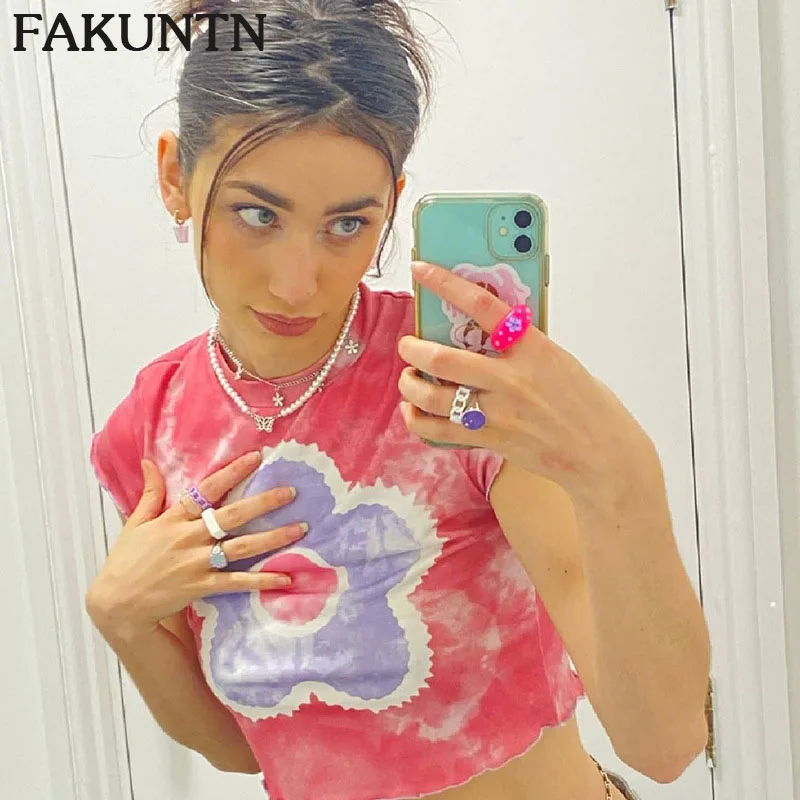 

Y2K Top Women T-shirt 2021 Summer Clothes For Women Fashion Kawaii Casual Tee Cyber y2k Female Top Short Sleeve T-shirts