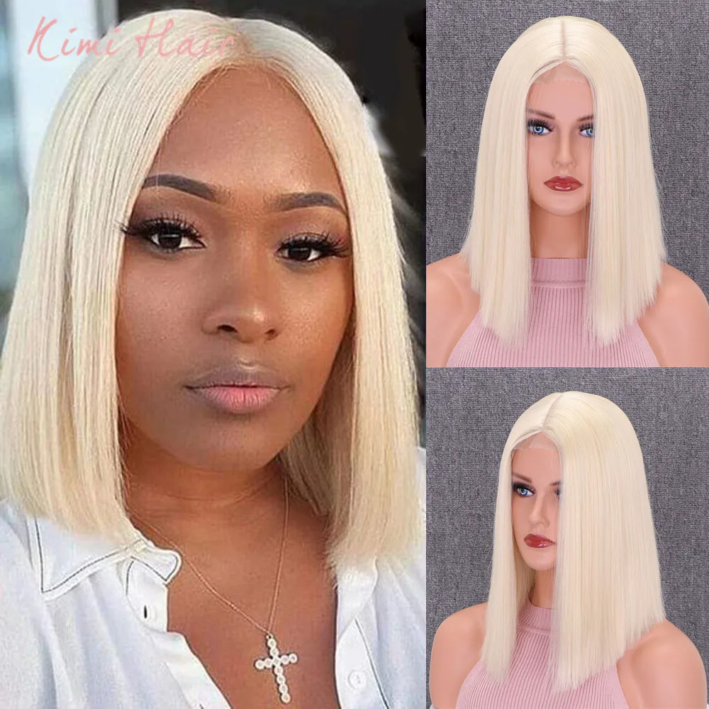 

Kimi Hair Short Bob Straight Blonde Wig Cosplay Natural Hairline Synthetic Wig Heat Resistant Hair
