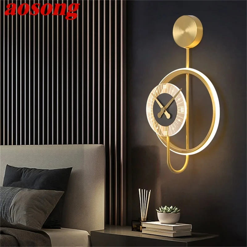 

AOSONG Copper Wall Lights Sconces Modern Creative LED Crystal Lamp Indoor For Home Decoration