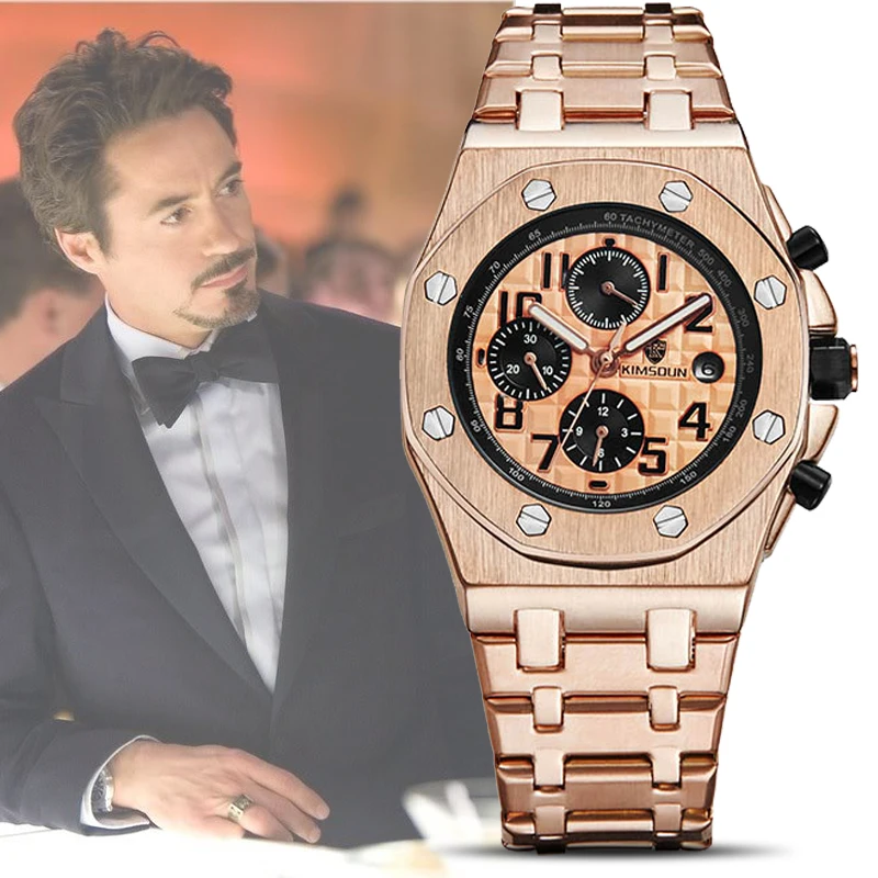 Мужские многофункциональные часы из нержавеющей стали автоматические