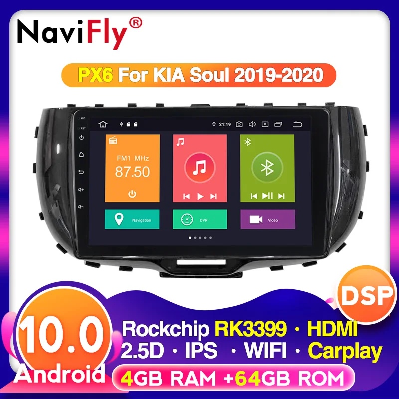 Автомагнитола 4G 2.5D IPS DSP 9 дюймов Android 10 GPS навигация для KIA SOUL 2019 2020 поддержка BT Wi Fi