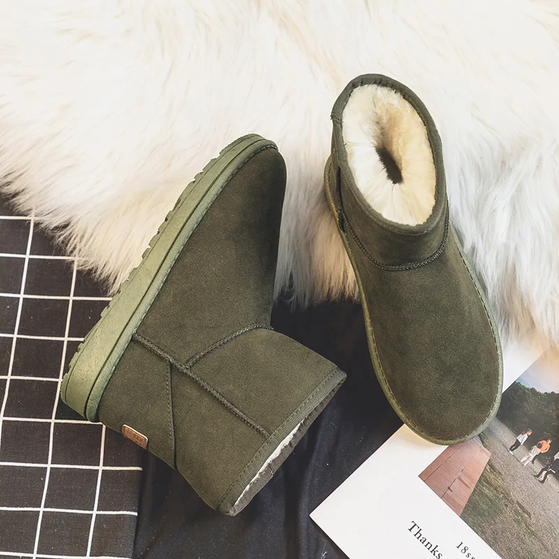 

Snow Boots For Women Female Shoes Boots-Women Luxury Designer Winter Footwear Round Toe Flat Heel Low Ladies 2021 Ankle