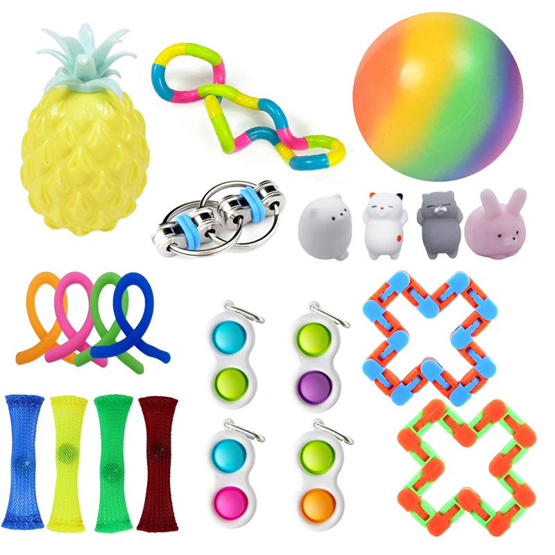 

Fidget Sensory Toy Set Stress Relief Toys Box pack Autism Anxiety Relief Stress Pop Bubble Fidget Sensory Toy Pack For Kids Adul