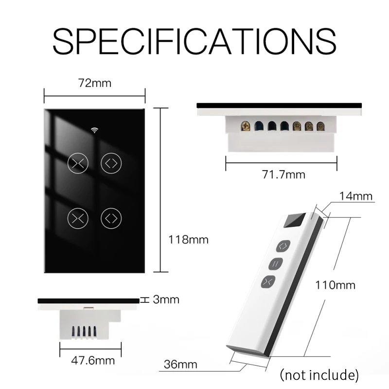 

Tuya Smart Life WiFi Curtain Switch 2 Gang Double Curtain Blind Switch for Roller Shutter Electric Motor With Google Home Alexa