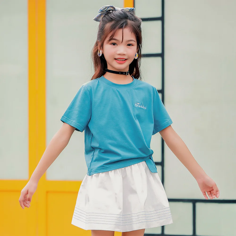 Одежда для подростков девочек комплект детской одежды: футболка и юбка костюм