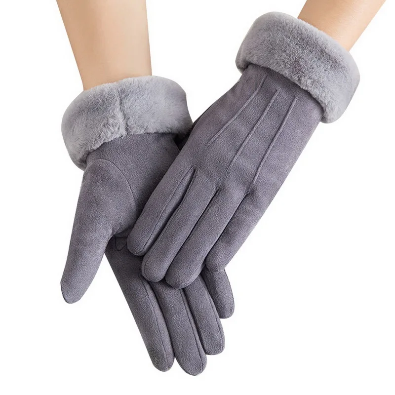 NP913 MoneRffi зимние женские шерстяные перчатки теплая кашемировая замша ткань теплые толстые плюшевые наручные зимние перчатки Женские варежки для вождения - Цвет: NP913
