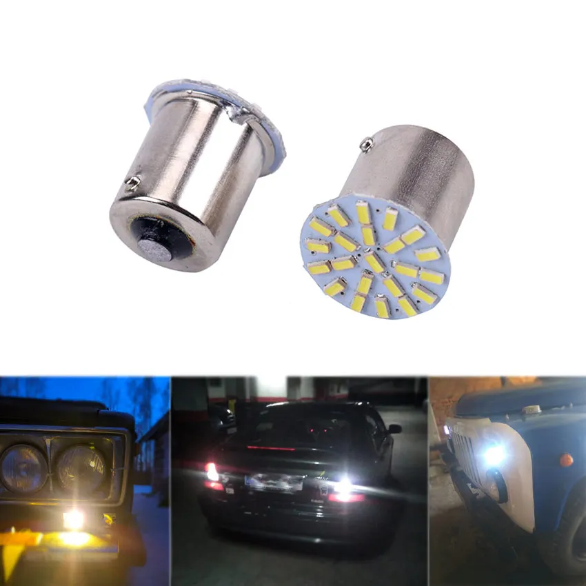 

1PC LED Light Car P21W 1156 BA15S LED Bulb Signal Light Super Bright Auto Turn Brake Reveres Parking Lamp Red Yellow 12V 22SMD