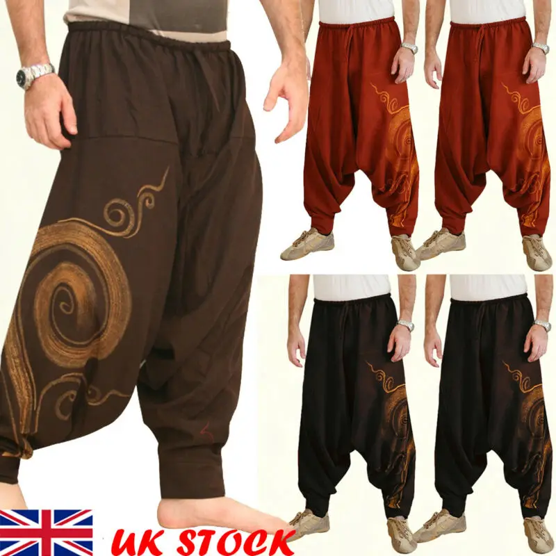 Индийские мужские и женские хлопковые шаровары штаны для йоги хиппи танцев Джина