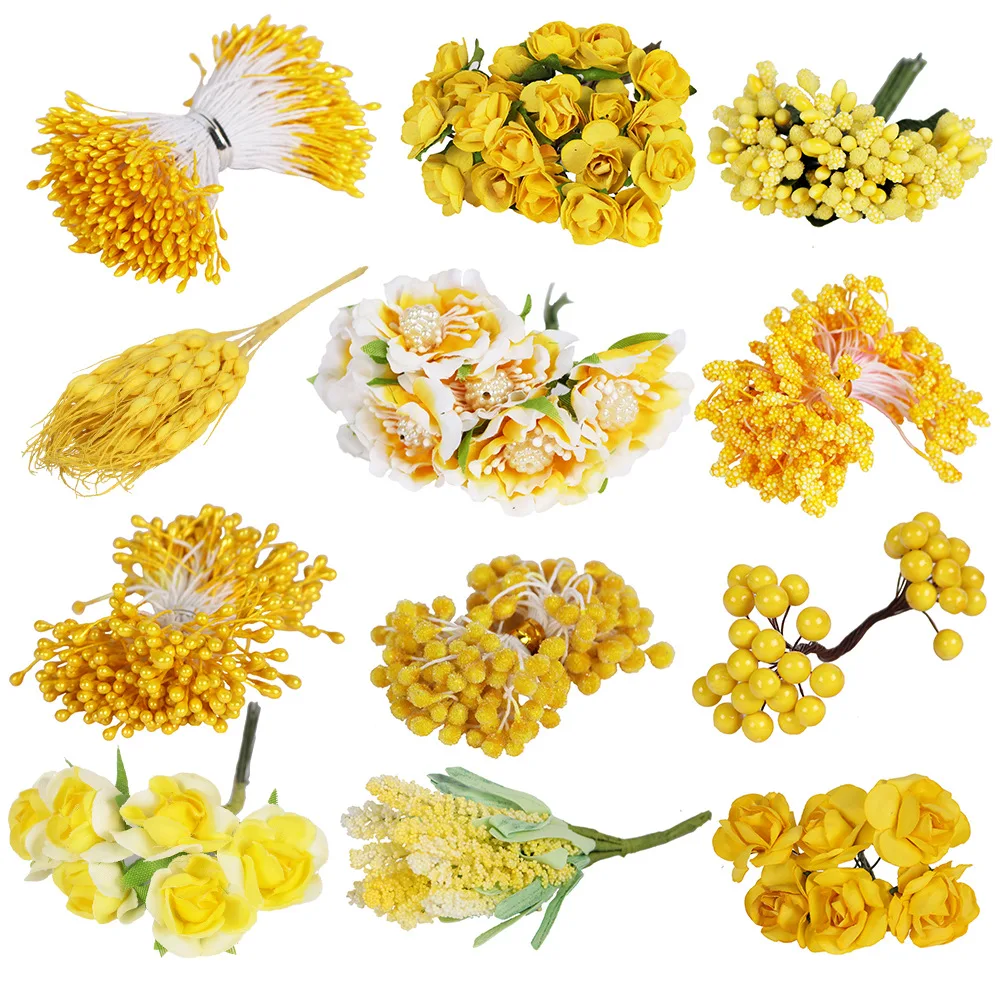 

26 Simulation Wedding Decoration DIY Manual Flower The Yellow Plastic Foam Materials Flower Bouquets of Branches Flower Head
