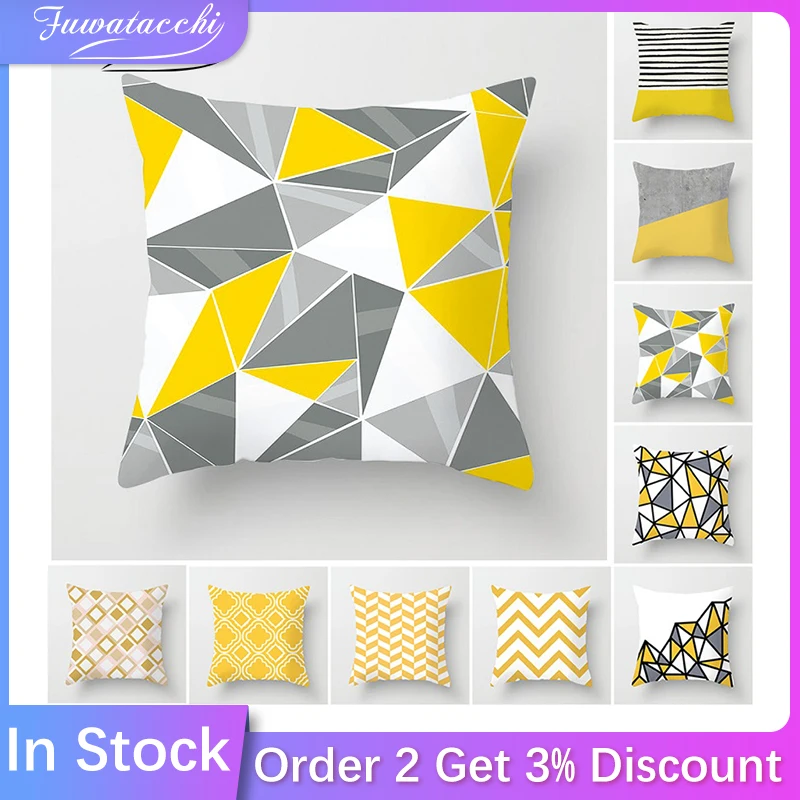 Fuwatacchi желтая Бриллиантовая волна искусственная подушка чехол для дома стула