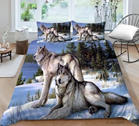 hot style soft bedding set 3d digital wolves printing 23pcs duvet cover set with zipper single twin double full queen king