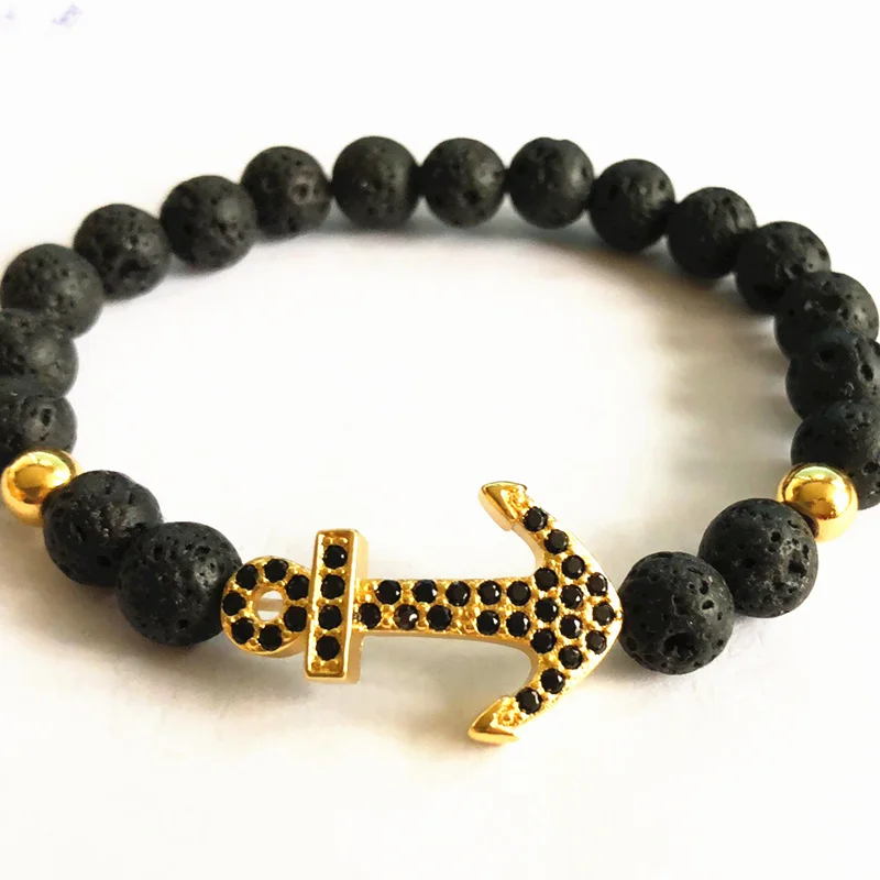 Подвеска якорь в морском стиле VOQ микро инкрустированный черный циркон подходит