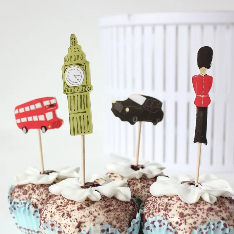 24 шт./лот голубой розовый слон Торт Топперы детский душ украшения динозавр