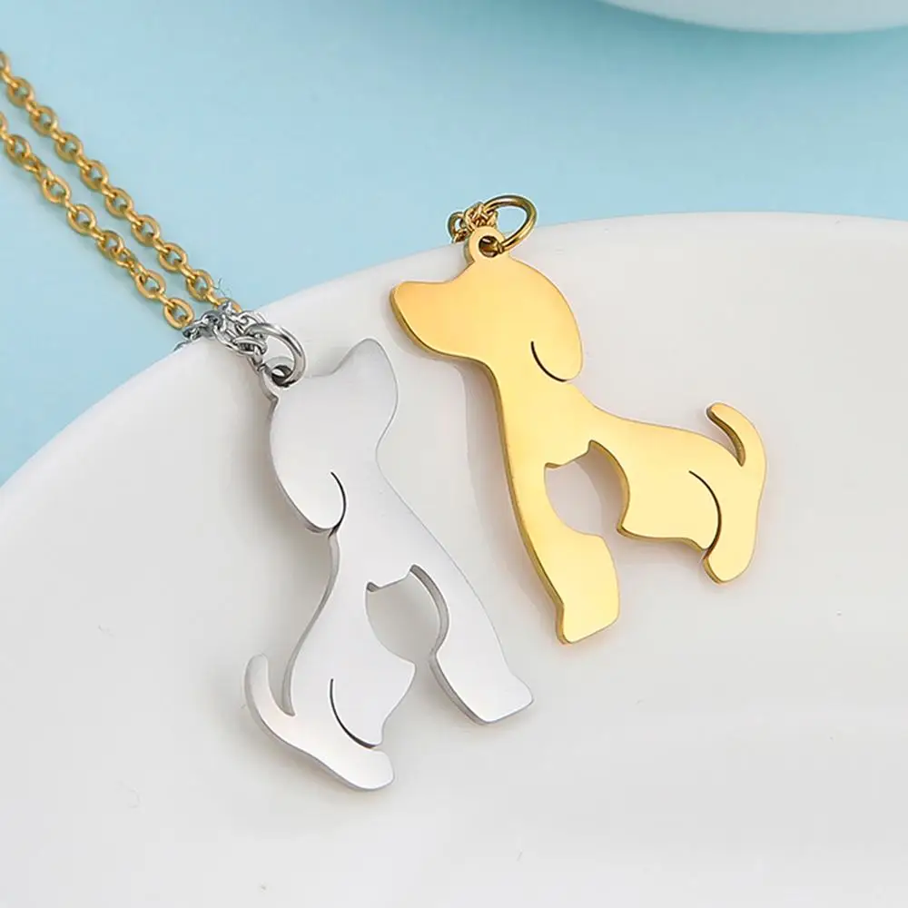 Женское ожерелье с подвеской LIKGREAT Dog Cat колье из нержавеющей стали золотыми
