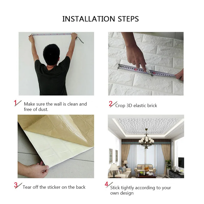 3d Wall Panels Wallpaper Stickers 3D DIY Decor Embossed Brick Stone Room House 70*70cm | Дом и сад