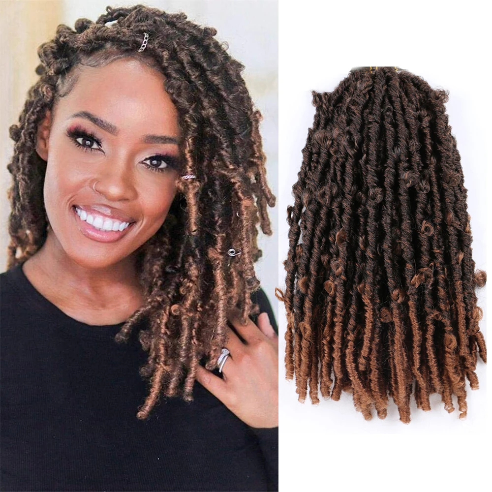 

Butterfly Locs Crochet Hair Curly Synthetic 14" 18" 24" Short Distressed Pre Looped Braiding Hair Extension Pre-twisted Braids