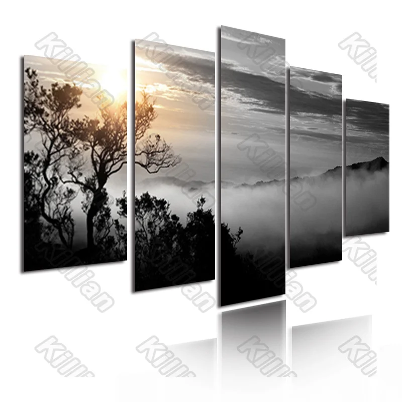 

Landscape Style Mural Canvas Paintings Modular Bed Home Decor Prints 5 Pieces Clouds Decoration Living Room Wallpaper Fresco