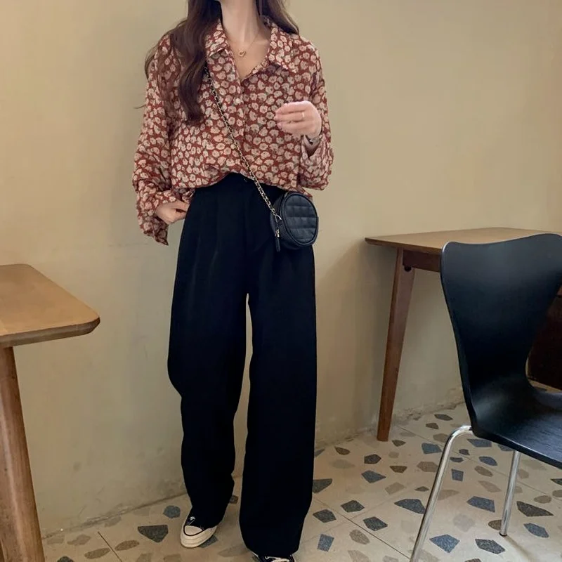 

Floral Shirts Women Elegant Romantic Mellow Temperament Retro Korean Lazy Summer Ladies Chiffon Sun-proof Fashion Leisure Blouse