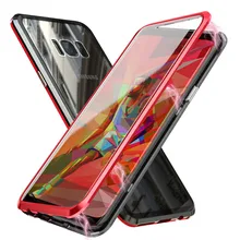 for Samsung Galaxy S21 S20 Ultra 5G S8 S9 S10 S20 Plus Note 20 Magnetic Phone Case Screen Protector Tempered Glass Aluminum Case
