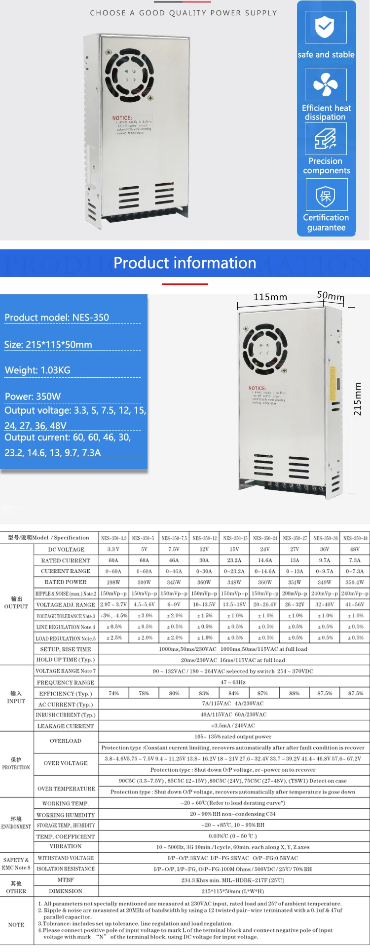 5v источник питания DC3.3V, 7,5 V, 9 V, 12 V, 15 V, 27,36 V, 48V AC DC импульсный источник питания 24v светодиодный блок питания 350W источник SMPS