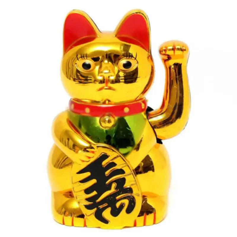 

Gold Maneki Neko Cute Lucky Cat Electric Craft Art Home Shop Hotel