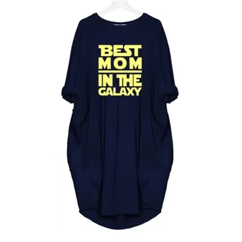 

2021 Fashion T-Shirt For Women Pocket Best Mom In The Galaxy Letters T-Shirt Women Top Plus Size Cotton Graphic Tees Women Tops