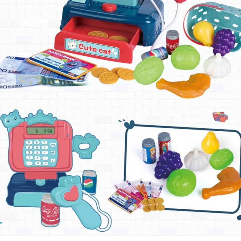 

Cash Register with Scanner Toy Real Calculator Play Money Credit Card Reader 77HD
