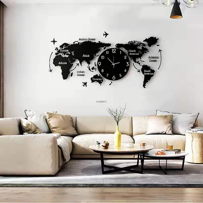 Большие 3d настенные часы с картой мира настенный Декор для дома гостиной