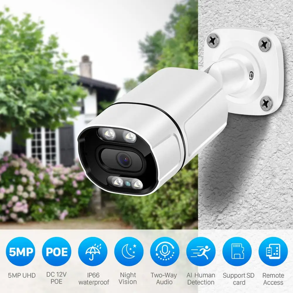 BESDER 5MP 3MP 48V POE IP-камера Наружная AI Human Detect Audio 2MP HD Security CCTV Camera P2P Инфракрасная