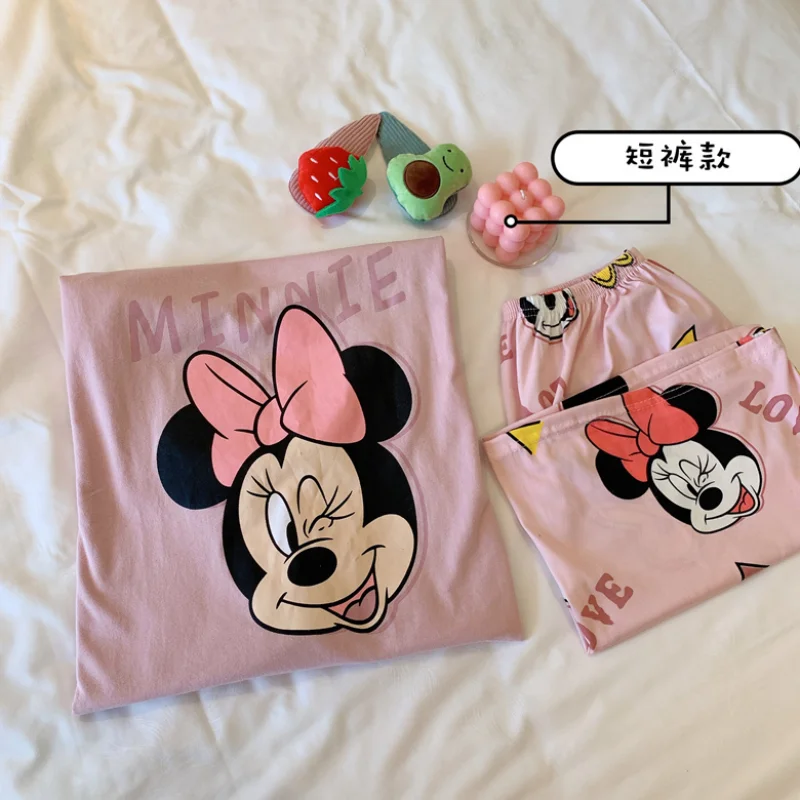 Disney Minnie Mouse Women Pajamas Set Sleepwear Summer 2021 Soft Mujer Pijamas Nuisette Lingerie Nightwear Pyjamas Pjs Suit 2Pcs