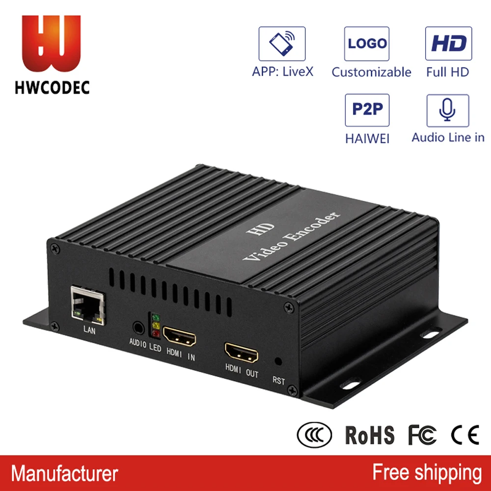 Видео кодер IPTV кодер HWCODEC MPEG4 1080P HDMI кодер с петлей из H264 H.265 HEVC кодер для YouTube, Facebook, Wowza