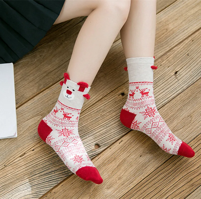 3 пары хлопковых рождественских носков для женщин и мужчин Новинка 2019 года сезон