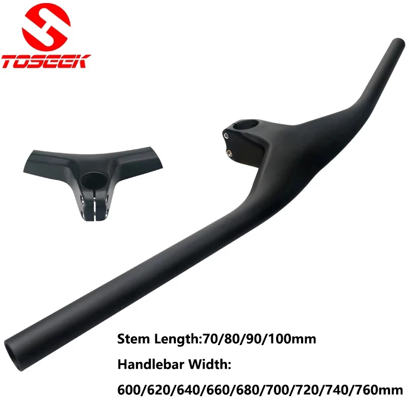 

TOSEEK full carbon MTB handlebar one-integrated Mountain Bike handlebar UD matte black -17 degree carbon handlebar stem no logo