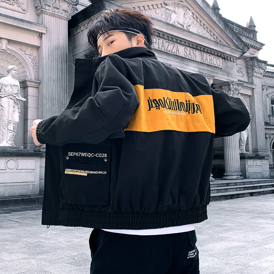 Хип хоп черная куртка мужская повседневная осенняя одежда уличная хамаррас