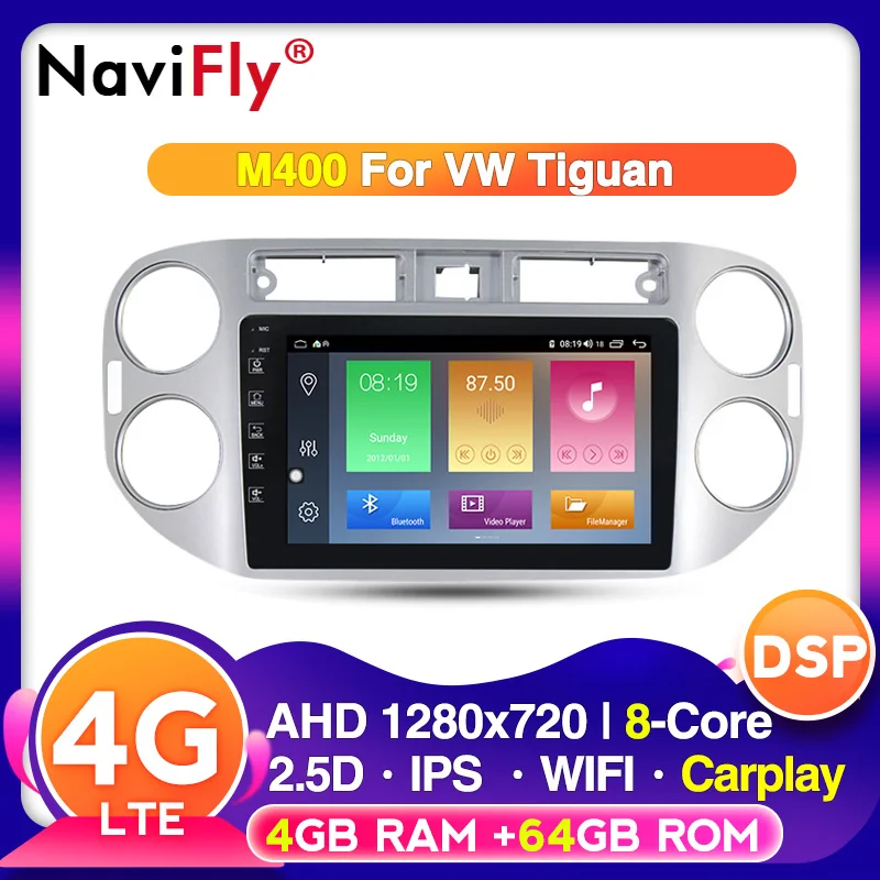NaviFly Android 10 DSP IPS Carplaye Голосовое управление для VW tiguan 2010-2016 Автомобильный