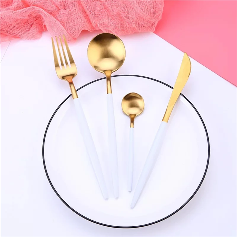 Набор столовых приборов из белого золота западный стиль посуда нержавеющей