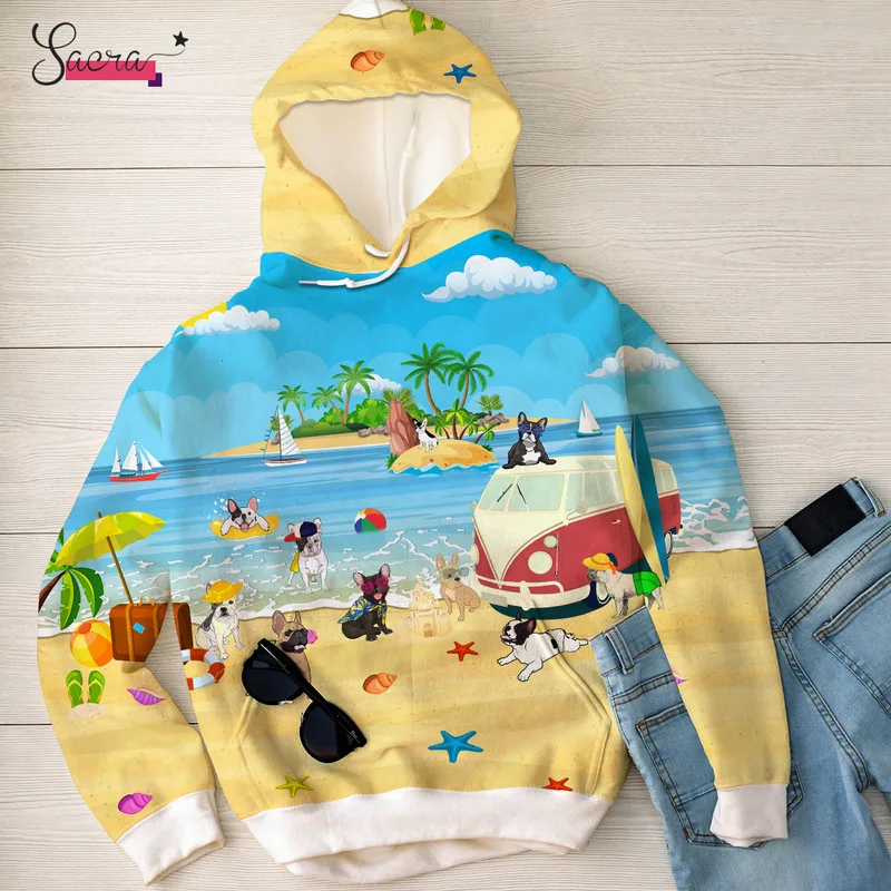 

2021 New Arrival Men Hoodies 3D Full Printing French Bulldog Hooded Pullovers Long Sleeve WoMen Hip Hop Sweatshirts