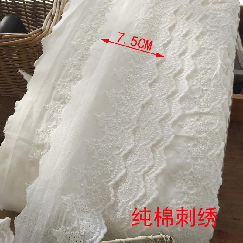 Однометровая Цветочная вышитая Волнистая кромка хлопковая кружевная лента