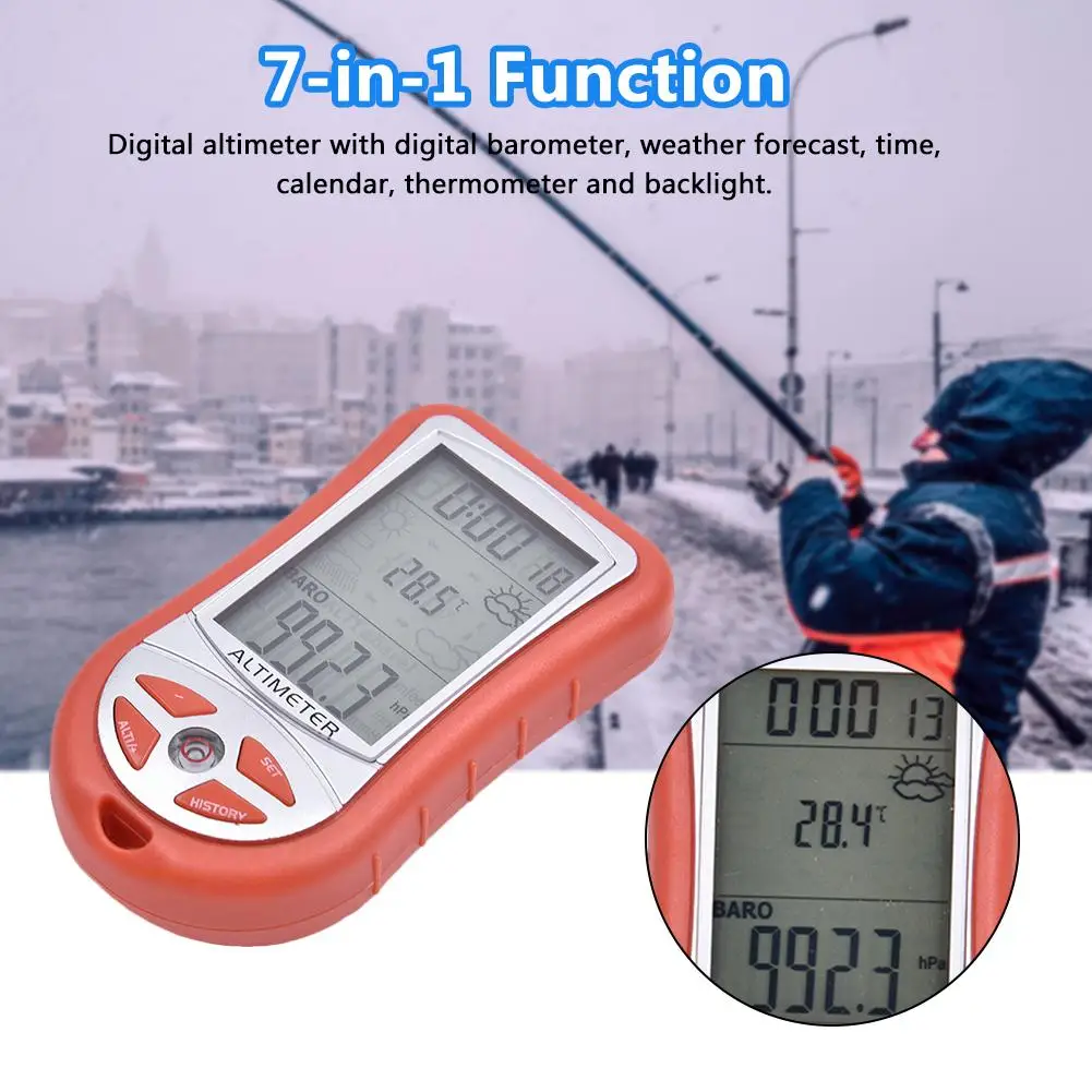 

7-in-1 Altimeter Hand-held Electronic Height Altitude Meter Thermometer Outdoor Fishing Barometer Instrument
