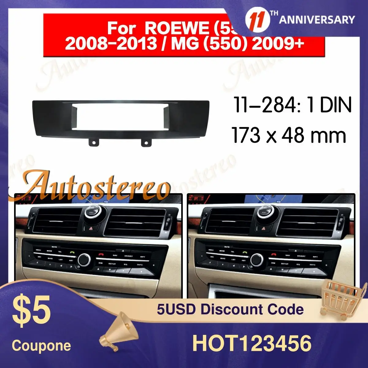 

Car radio Frame Panel for ROEWE 550 2008+ Rover MG6 Stereo Fascia Dash CD Trim Installation Kit