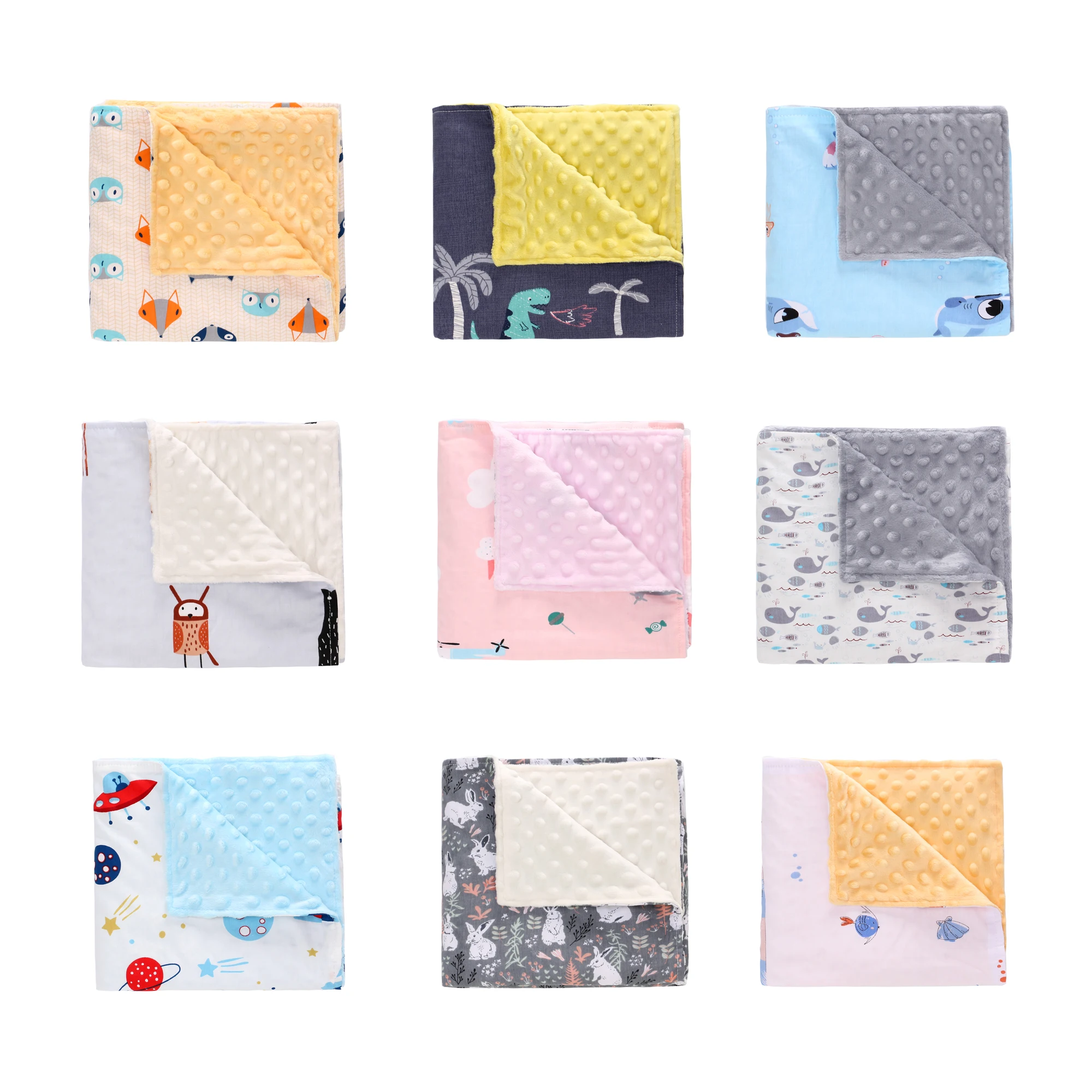 Miracle Baby Minky Super Soft Baby Blankets Double Layer Cartoon Lovely Pattern Luxuries Appease Doll Newborn Swaddle Wrap