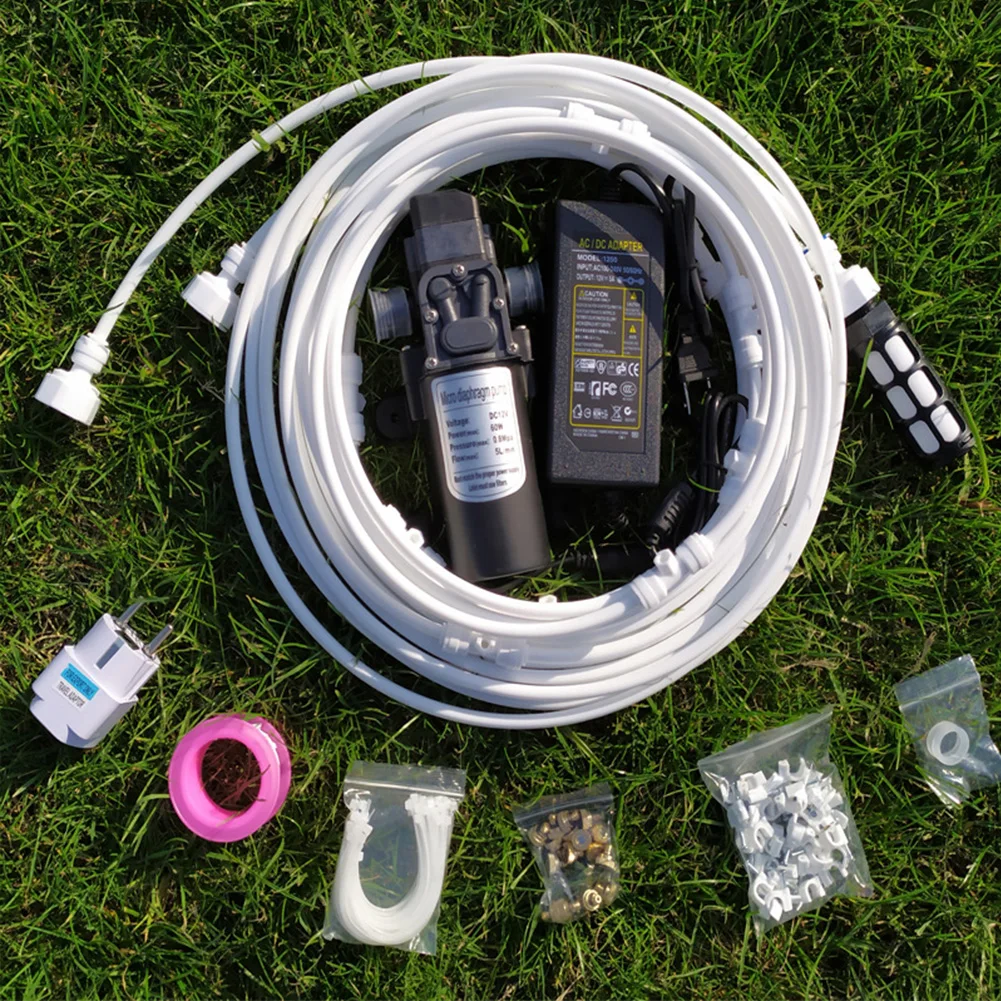 

Garden Irrigation Durable With 12V Pump Brass Nozzles Waterpark Humidify Greenhouse Practical Misting Cooling System Water Spray
