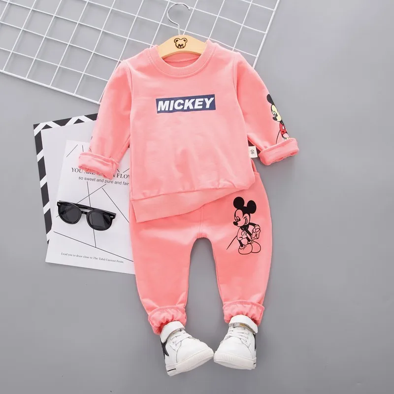 YWMQ2 Pink Новая детская одежда на весну-осень с персонажами из мультфильмов для мальчиков Повседневное хлопковая футболка с коротким рукавом, одежда, штаны 2 шт./компл. Одежда для маленьких детей комплект одежды для детей, спортивный костюм - Цвет: YWMQ2 Pink